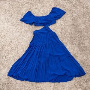 Royal Blue Midi Dress with Cutouts